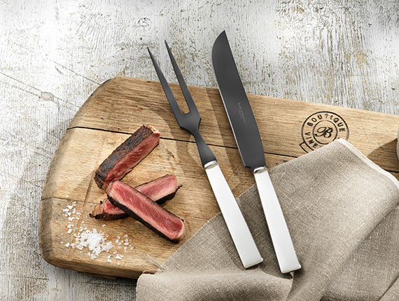 Robbe & Berking - TRANCHIERSET Riva Frozen Black - 2tlg. versilbert