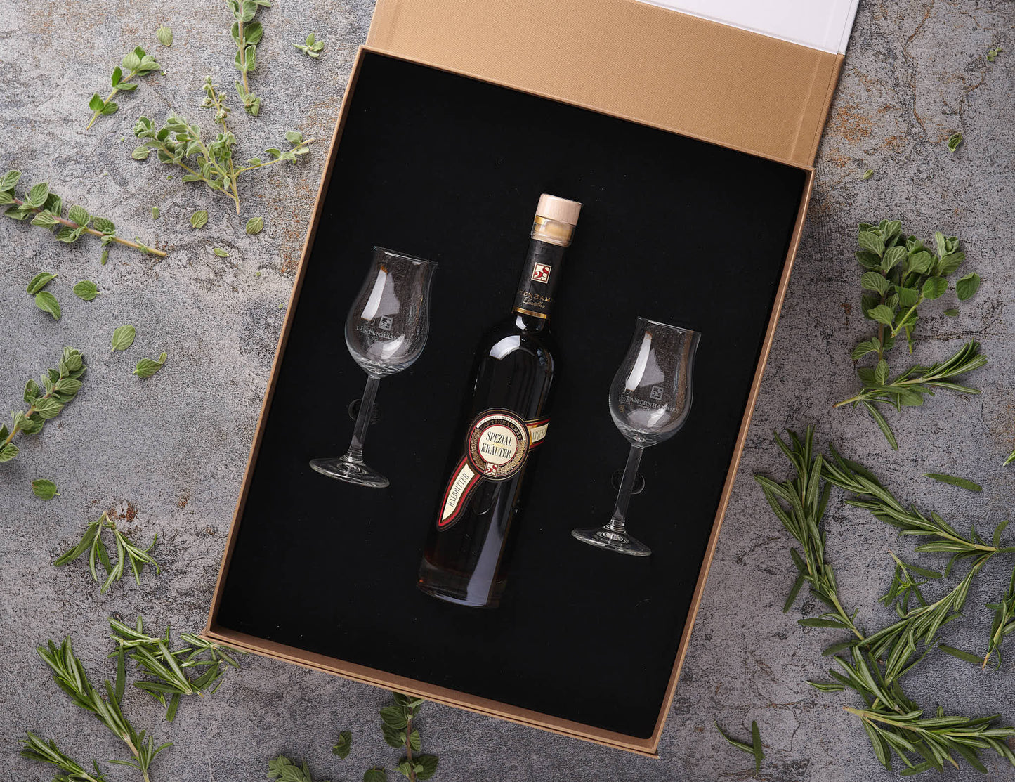 Lantenhammer jemný brandy set - speciální bylinný likér