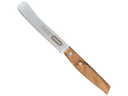 Mulex - Buckelsmesser / Frühstücksmesser geschmiedet mit Olivenholz - Wellenschliff
