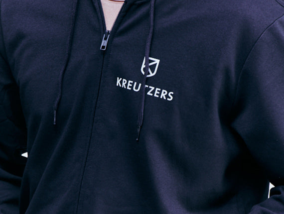 Die Schmiede – Pánská mikina s kapucí a zipem KREUTZERS Basic (námořnická modrá)
