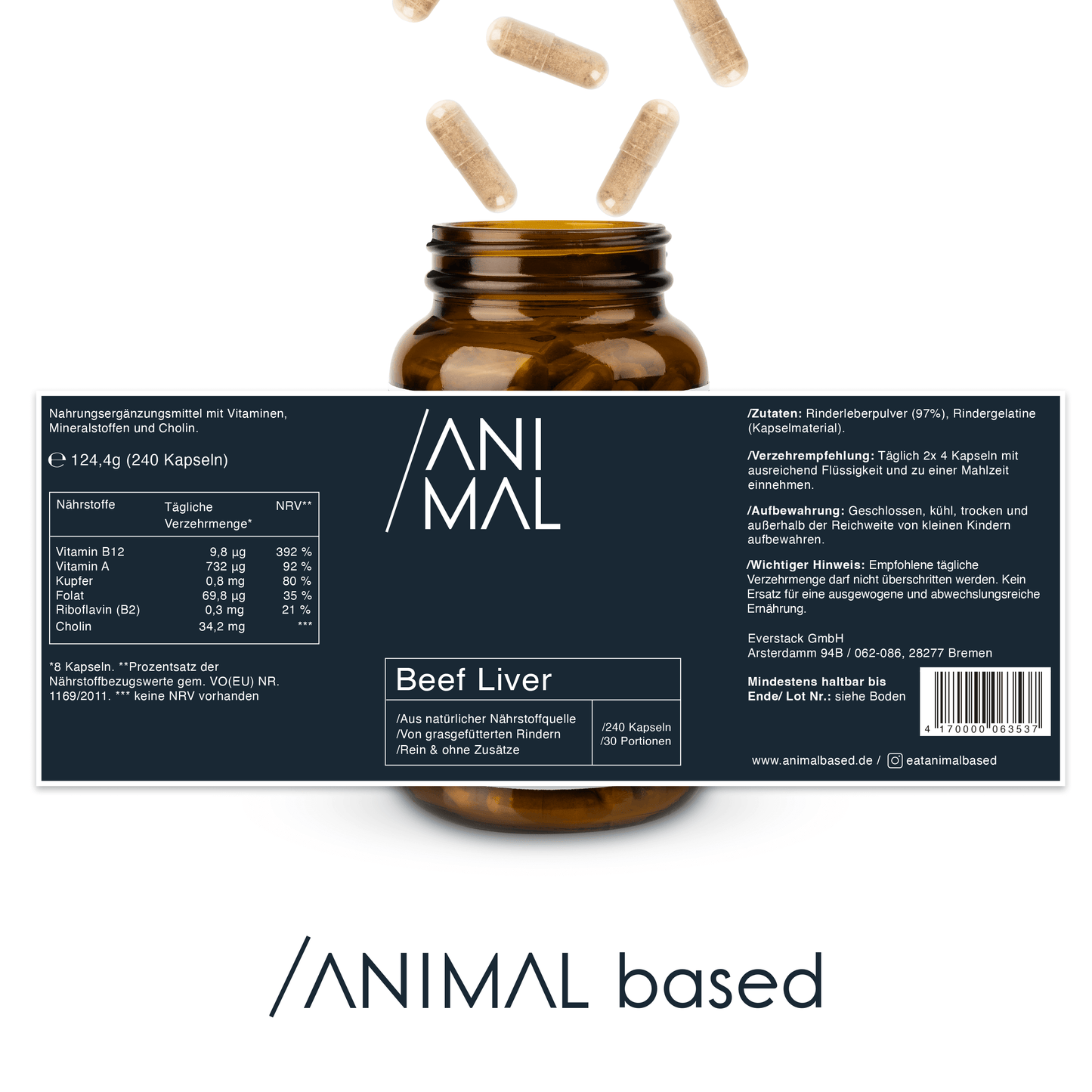 Rinderleber Kapseln - Grass Fed Beef Liver
