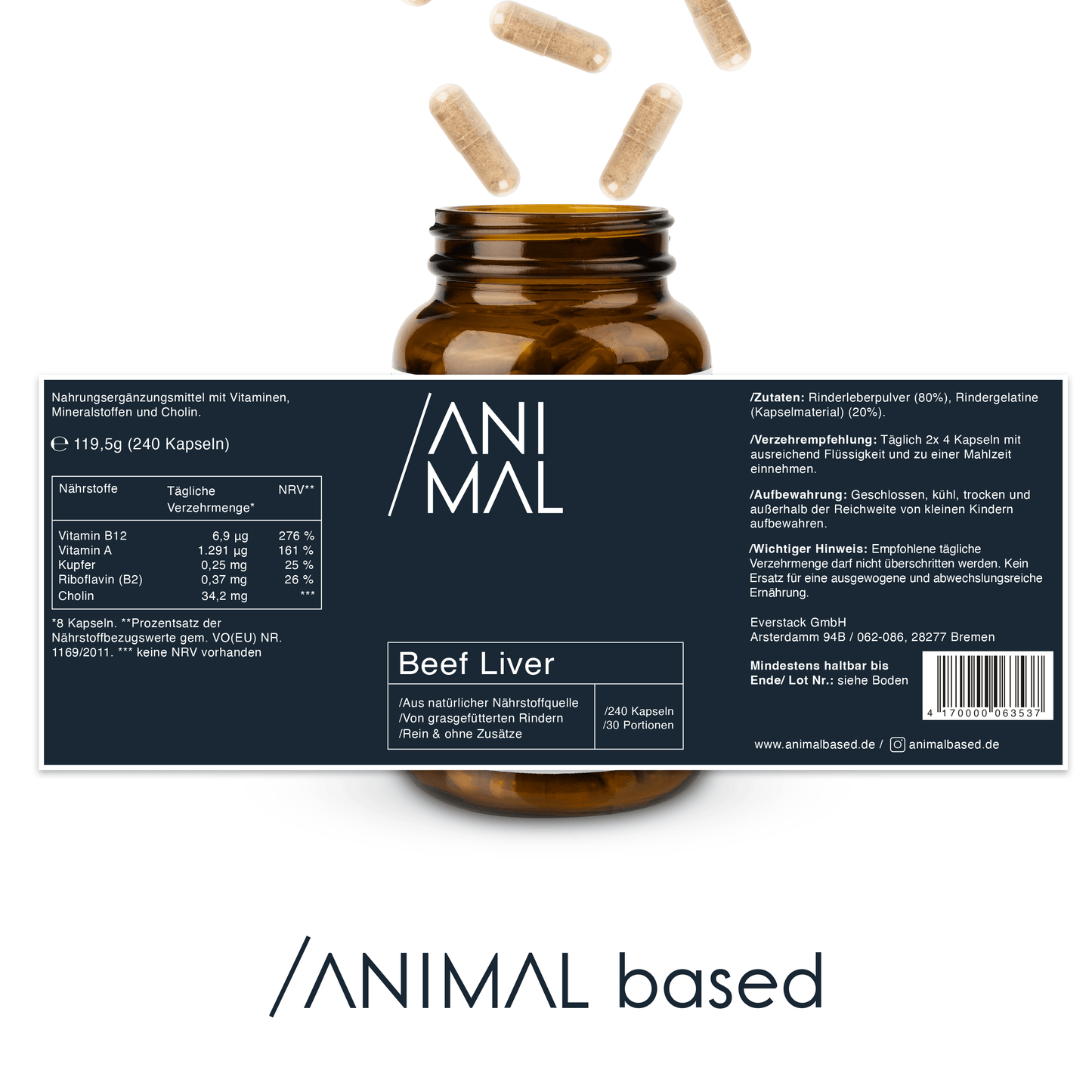 Rinderleber Kapseln - Grass Fed Beef Liver