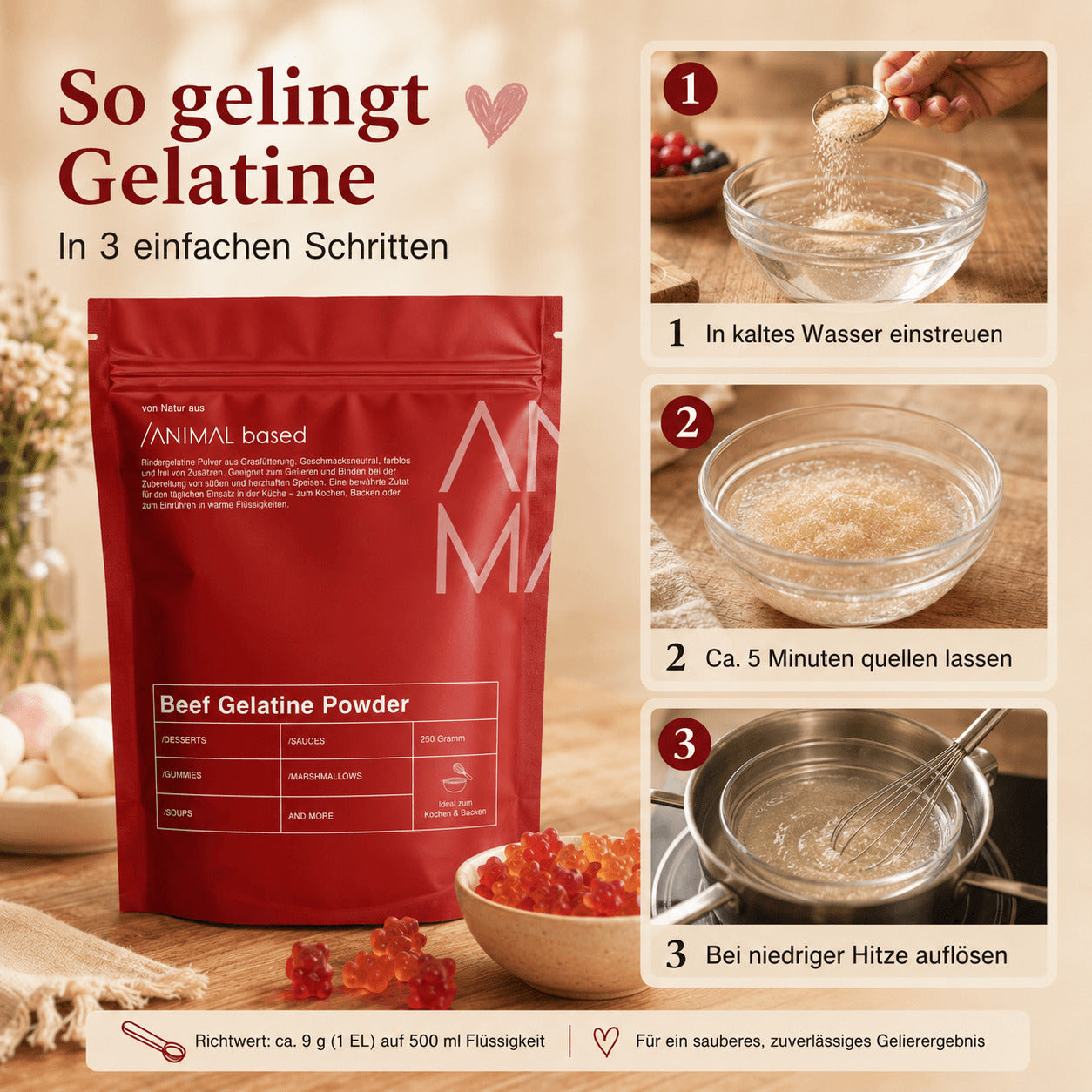 Rindergelatine Pulver - Grass Fed Beef Gelatine