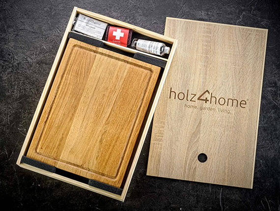 Holz4Home - Servier- und Schneidebrett-Set aus massiver Eiche