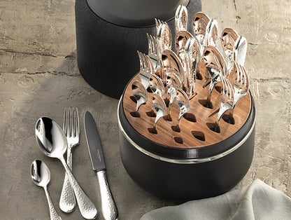 Robbe & Berking - THE BOX Martelé Frozen Black - 24tlg. versilbert