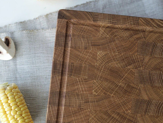 Holz4Home - Premium Schneidebrett-Set Stirnholz Eiche Würfelmuster