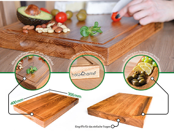 Holz4Home - Servier- und Schneidebrett-Set aus massiver Eiche