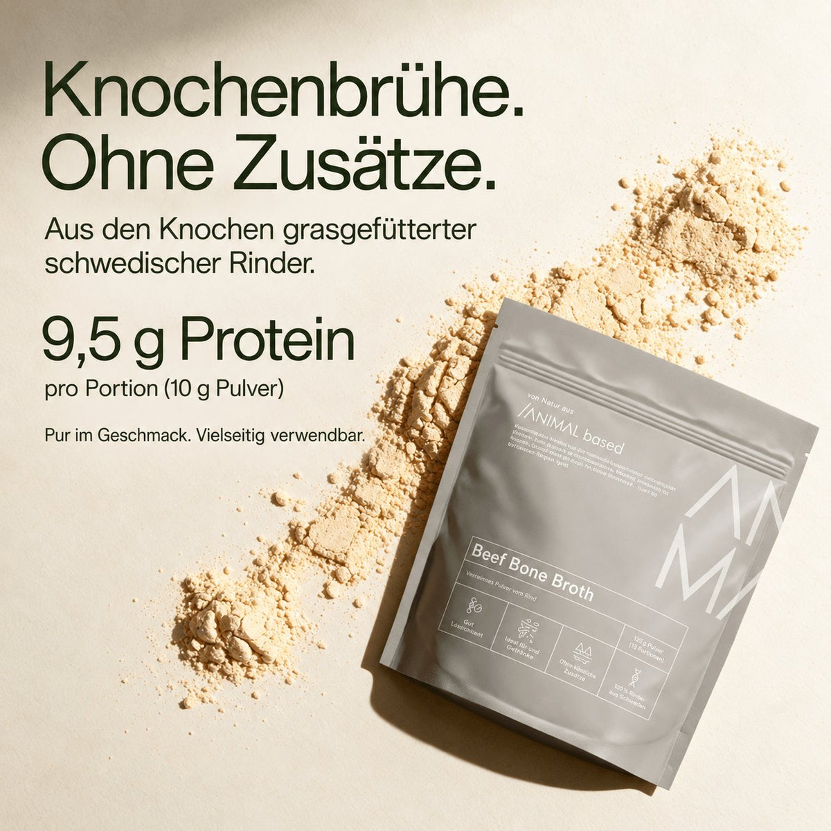 Knochenbrühe Pulver 500g – Weiderind aus Schweden