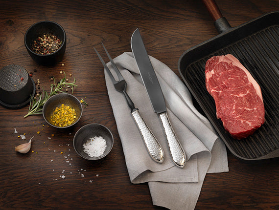 Robbe & Berking - TRANCHIERSET Martelé - Frozen Black - 2tlg. Sterling Silber