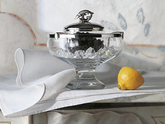 Robbe & Berking - KRISTALL-KAVIARSCHALE - 925 Sterling Silber