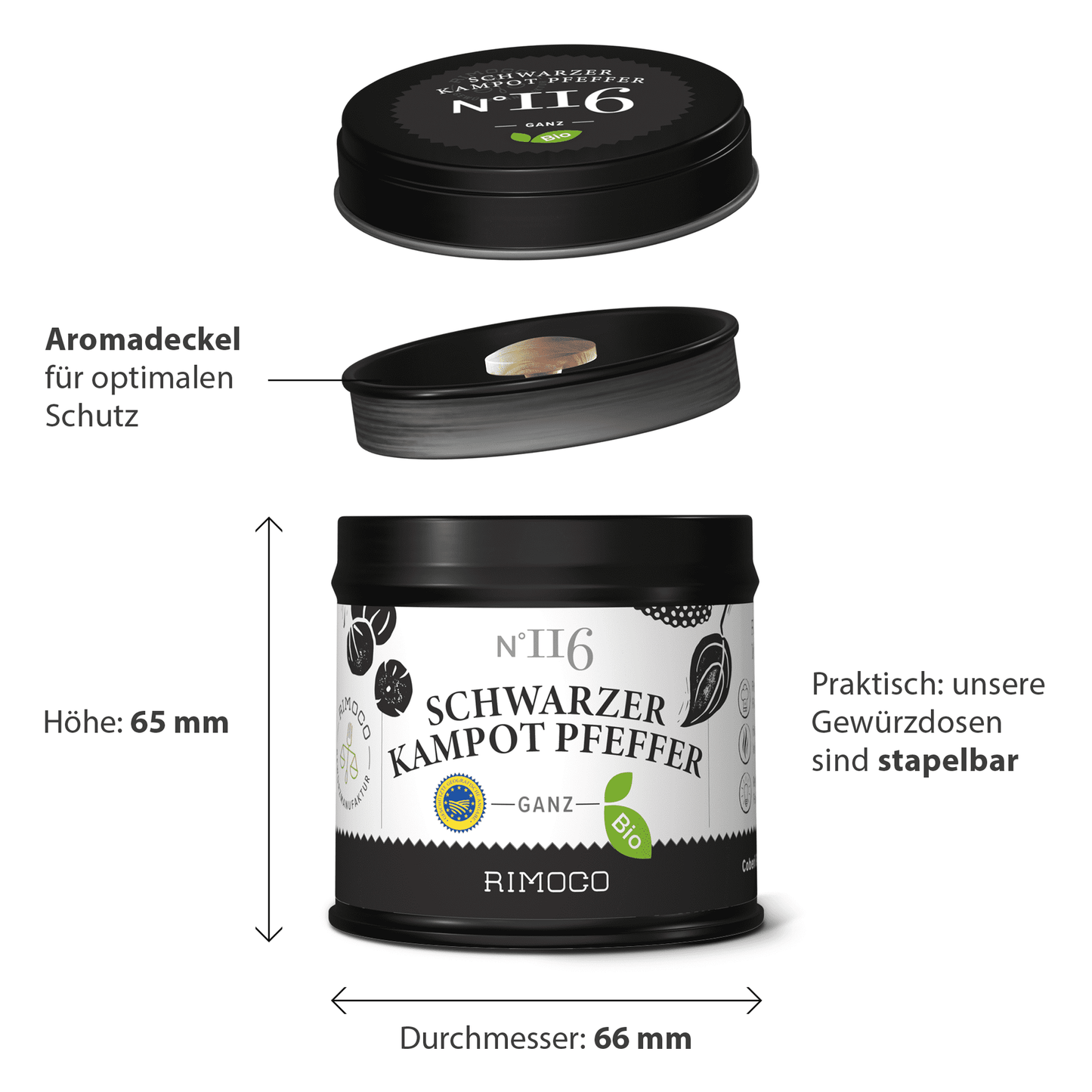 Rimoco - BIO Schwarzer Kampot Pfeffer