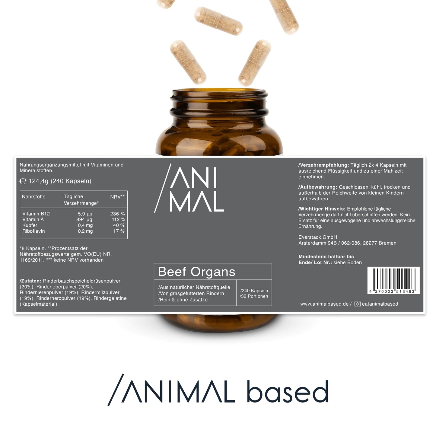 Rinderorgane Kapseln - Grass Fed Beef Organs